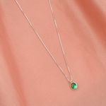Colar Pingente Ponto de Luz Redondo Zirconia Turmalina Prata 925