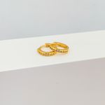 Argola Click Cravejada Zirconia Cristal Banhada a Ouro 18k