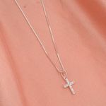 Corrente com Pingente Cruz Cravejada Prata 925 