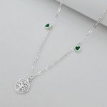 Choker Coração Verde e Arvore da Vida 2,5Gr Prata 925