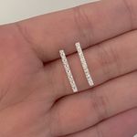 Brinco Palito Grande com Zirconia Prata 925