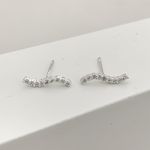 Brinco Palito Odulado com Zirconia Cristal Prata 925