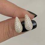 Brinco Gota Media Cravejada Zirconia Prata 925