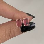 Brinco Retagular Zirconia Rosa Cereja Prata 925
