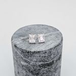 Brinco Retagular Zirconia Cristal Prata 925