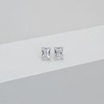 Brinco Retagular Zirconia Cristal Prata 925