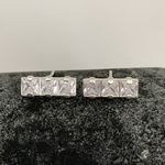 Brinco Três Quadrados Cristal Prata 925