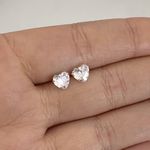 Brinco Coraçao Zirconia Cristal 6x6mm Prata 925