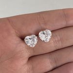 Brinco Coraçao Zirconia Cristal 10x10mm Prata 925