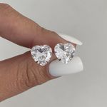 Brinco Coraçao Zirconia Cristal 10x10mm Prata 925