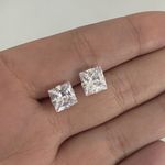 Brinco Carre Zirconia Cristal 8x8mm Prata 925