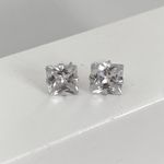 Brinco Carre Zirconia Cristal 8x8mm Prata 925