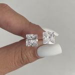 Brinco Carre Zirconia Cristal 8x8mm Prata 925