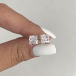 Brinco Carre Zirconia Cristal 6x6mm Prata 925