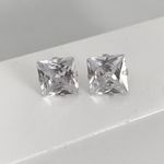 Brinco Carre Zirconia Cristal 10x10mm Prata 925