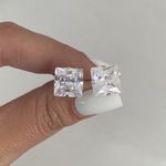 Brinco Carre Zirconia Cristal 10x10mm Prata 925