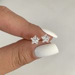 Brinco Estrela Zirconia Cristal 6x6mm Prata 925