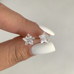 Brinco Estrela Zirconia Cristal 8x8mm Prata 925