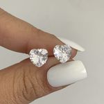 Brinco Coraçao com Zirconia Cristal 8x8mm Prata 925