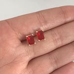 Brinco Retângulo Vermelho Prata 925