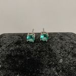 Brinco Solitário Zircônia Verde Turmalina Prata 925 