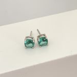 Brinco Solitário Zircônia Verde Turmalina Prata 925 
