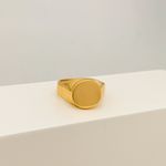 Anel Sinete Redondo Banhado a Ouro 18k