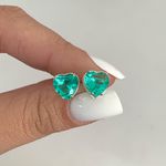 Brinco Coração Verde Claro Prata 925 
