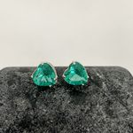 Brinco Coração Verde Claro Prata 925 