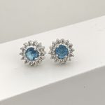 Brinco Redondo Zirconia Azul Prata 925