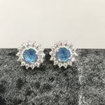 Brinco Redondo Zirconia Azul Prata 925