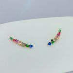 Brinco Ear Cuff Zircônias Coloridas Banho Ouro 18k 