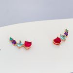 Brinco Ear Cuff Com Zirconia Banhado a Ouro 18k