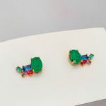 Brinco Com Zircônia E Pedra Fusion Banho Ouro 18k