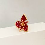 Anel Flor Resina Banhado a Ouro 18k