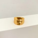 Anel Martelado Acetinado Banhado a Ouro 18k 