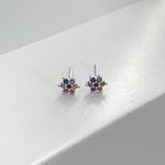 Brinco Flor com Zircônia Colorida Prata 925