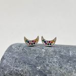 Brinco Lua Cravejado de Zircônia Colorida Prata 925