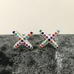 Brinco em X com Zircônia Colorida Prata 925