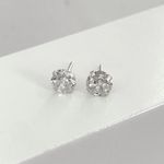 Brinco Solitario Zirconia 6x6mm Prata 925