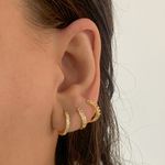 Trio Argolas Click Cravejada Banhado a Ouro 18k