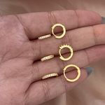 Trio Argolas Click Cravejada Banhado a Ouro 18k
