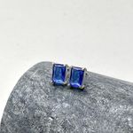 Brinco Retagular Azul Escuro Prata 925