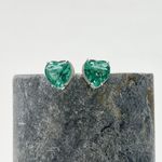 Brinco Coração Verde Claro Prata 925 