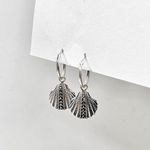 Argola Pingente de Concha Marcassita Prata 925 