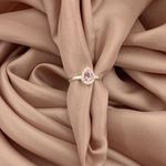 Anel Gota Rosa Cristal Com Zirconia Prata 925
