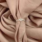 Anel Navete Zirconia Cristal e Zirconia no Aro Prata 925