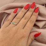 Anel Coraçao Verde Turmalina e Aro com Zirconia Prata 925
