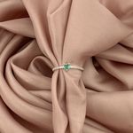 Anel Coraçao Verde Turmalina e Aro com Zirconia Prata 925