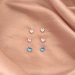 Trio Coração com Zircônias Coloridas Prata 925